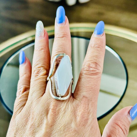 Silver 925 Adjustable Ring With Large Abalone Stone Unique Handcrafted Jewelry P - Picture 8 of 9